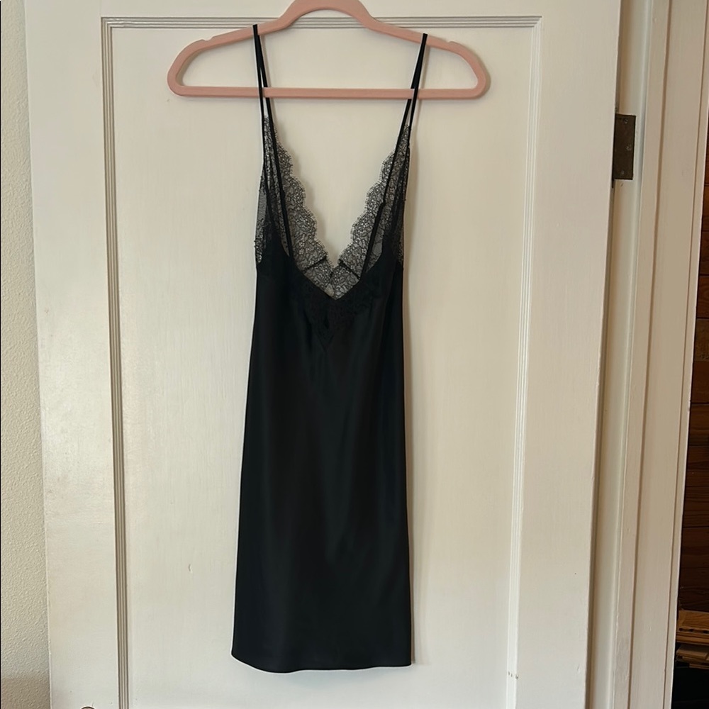 Victoria's Secret Black Silky Lace Slip